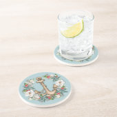 Nautisch kerstgeschut en anker | Licht Blauwgroen Zandsteen Onderzetter (Zijkant)