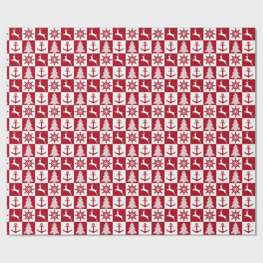 Nautisch kerstpatroon cadeaupapier (Vlak)