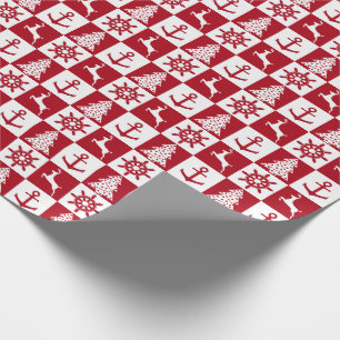 Nautisch kerstpatroon cadeaupapier