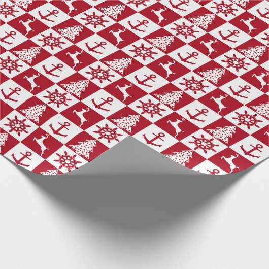 Nautisch kerstpatroon cadeaupapier (Hoek)