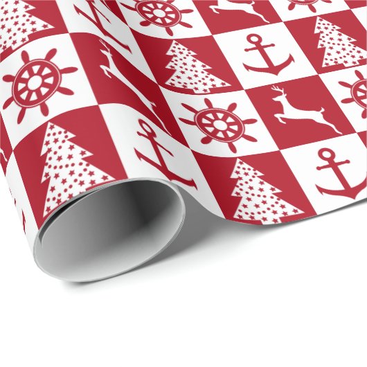 Nautisch kerstpatroon cadeaupapier (Rol Hoek)