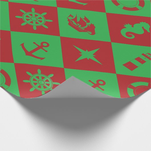 Nautisch kerstpatroon cadeaupapier (Hoek)
