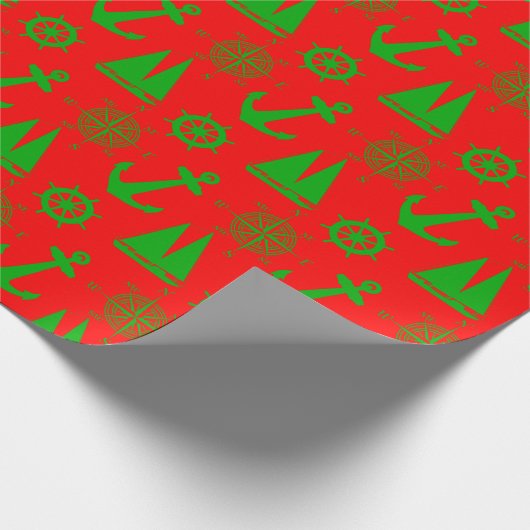 Nautisch kerstpatroon voor kustkerst cadeaupapier (Hoek)