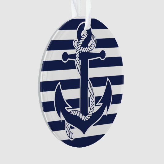 Nautisch kerstsierblauw Acrylanker Ornament (voorkant)