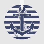 Nautisch kerstsierblauw Acrylanker Ornament (achterkant)