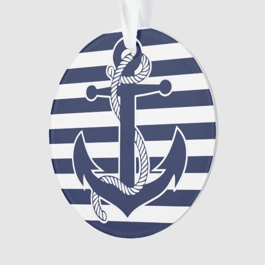 Nautisch kerstsierblauw Acrylanker Ornament (voorkant)