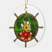 Nautisch kerstsjaswiel keramisch ornament (Links)
