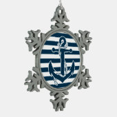 Nautisch kerstversiering Pewter Anchor Tin Sneeuwvlok Ornament (Links)