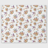Nautisch kleurig patroon cadeaupapier (Vlak)