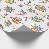 Nautisch kleurig patroon cadeaupapier (Hoek)