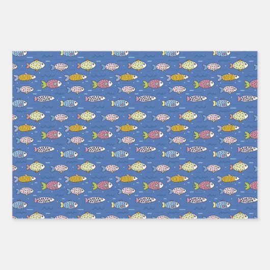 Nautisch kleurrijk vispatroon inpakpapier vel (Voorkant 2)