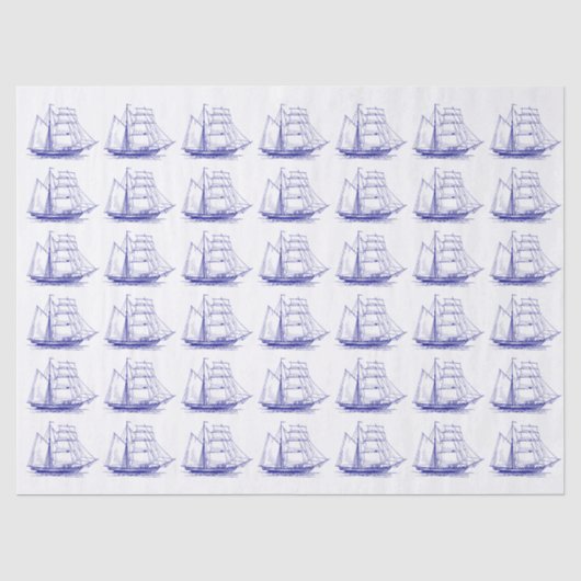 Nautisch klipperschip zeilboot - doe-het-zelf kleu tissuepapier (Voorkant)