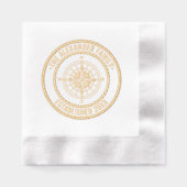 Nautisch Kompas #3 Familienaam Datum ESTD Touw Van Folie Servetten (Voorkant)