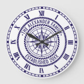 Nautisch Kompas #3 Familienaam Datum ESTD Touw Van Grote Klok (Voorkant)
