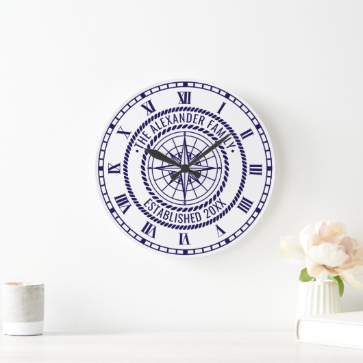 Nautisch Kompas #3 Familienaam Datum ESTD Touw Van Grote Klok (Huis)