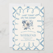 Nautisch Kompas Blauw Lint Bachelorette Kaart (Voorkant)