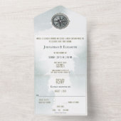 nautisch kompas bruiloft all in one uitnodiging (Binnen)