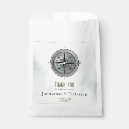  nautisch kompas bruiloft bedankzakje (Voorkant)