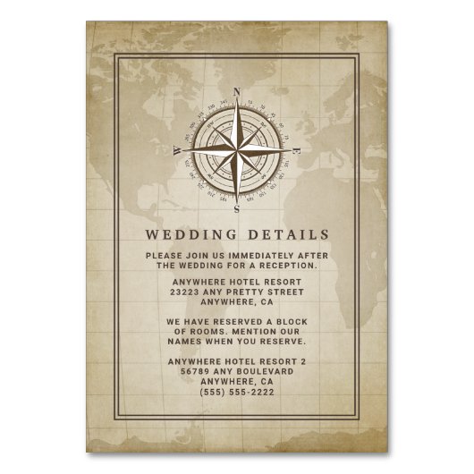 nautisch kompas bruiloft behuizing Kaarten (Voorkant)