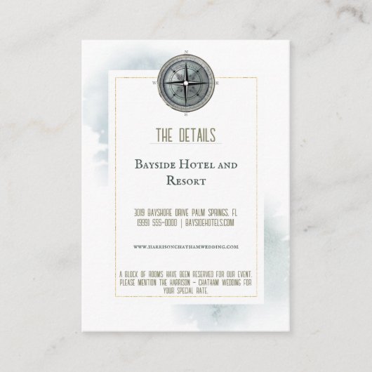  nautisch kompas bruiloft informatiekaartje (Voorkant)