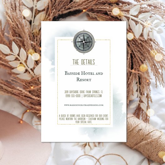  nautisch kompas bruiloft informatiekaartje