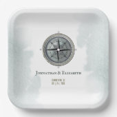  nautisch kompas bruiloft papieren bordje (Voorkant)