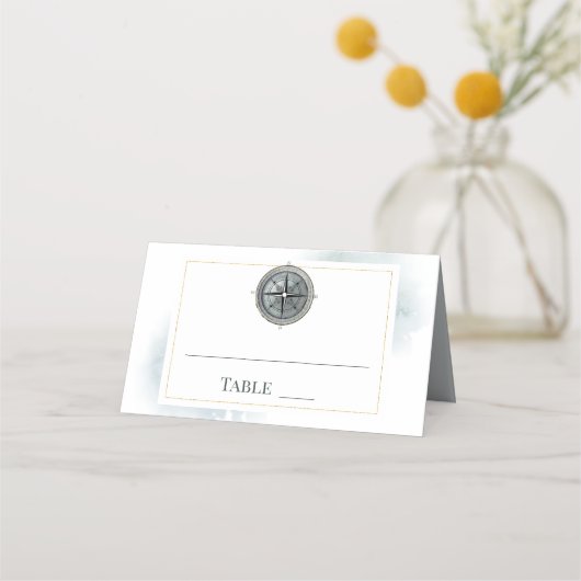 nautisch kompas bruiloft plaatskaartje (Voorkant)
