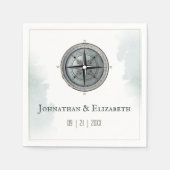  nautisch kompas bruiloft servet (Voorkant)