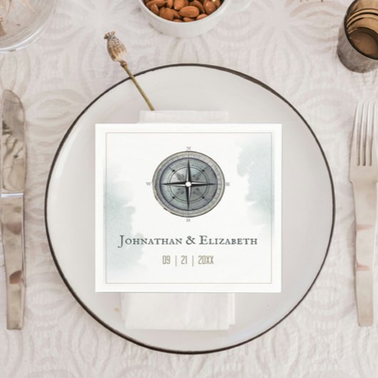  nautisch kompas bruiloft servet