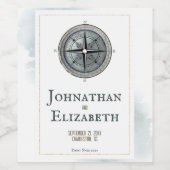 nautisch kompas bruiloft wijn etiket (Enkel label)