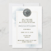  nautisch kompas foto bruiloft kaart (Voorkant)