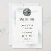  nautisch kompas foto save the date (Voorkant)