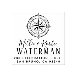 Nautisch kompas Kustbruiloft Retouradres Rubberstempel