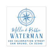 Nautisch kompas Kustbruiloft Retouradres Zelfinktende Stempel (Design)