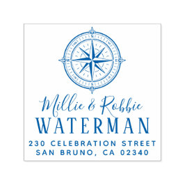 Nautisch kompas Kustbruiloft Retouradres Zelfinktende Stempel