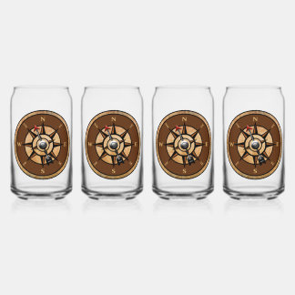 Nautisch kompas ontwerp blikvorm glas