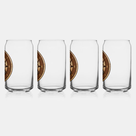 Nautisch kompas ontwerp blikvorm glas (Links)