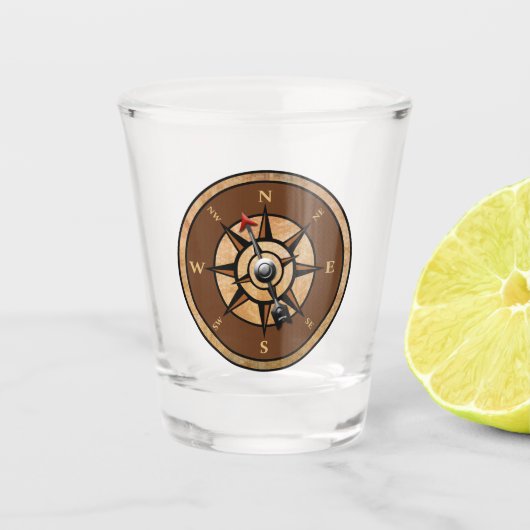 Nautisch kompas ontwerp shot glas (Voorkant)