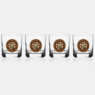 Nautisch kompas ontwerp whisky glas