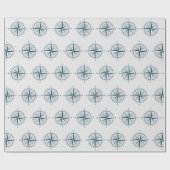 Nautisch kompas op getextureerde grijs cadeaupapier (Vlak)