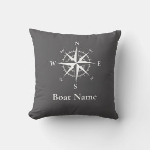 Nautisch kompas - personaliseer bootnaam buitenkussen