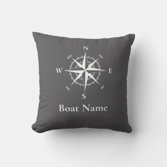 Nautisch kompas - personaliseer bootnaam buitenkussen (Voorkant)