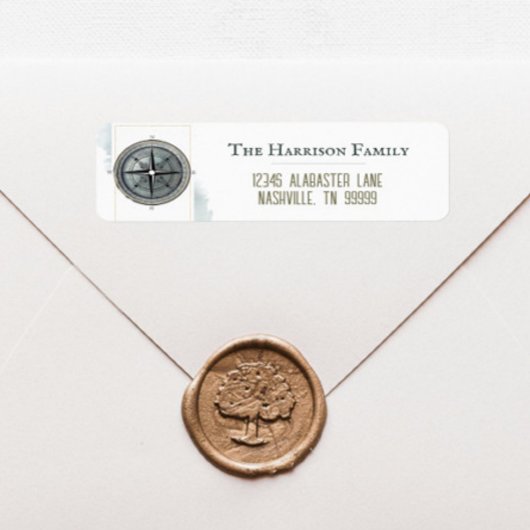  Nautisch Kompas retouradres Etiket