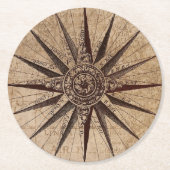 Nautisch  kompas ronde kartonnen onderzetter (Voorkant)