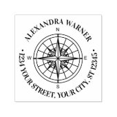 Nautisch Kompas Roos #3 Naam Retouradres Zelfinktende Stempel (Design)