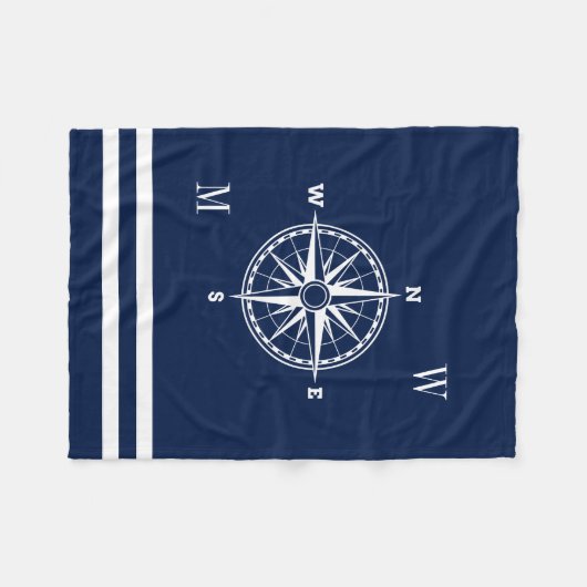 Nautisch kompas Roos aangepaste monogrammen Fleece Deken (Voorkant (Horizontaal))