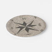 Nautisch kompas roos op grijs graniet papieren bordje (Gekanteld)
