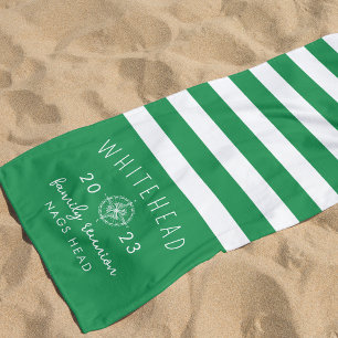 Nautisch Kompas Roos Streep Kelly Groen Monogram Strandlaken
