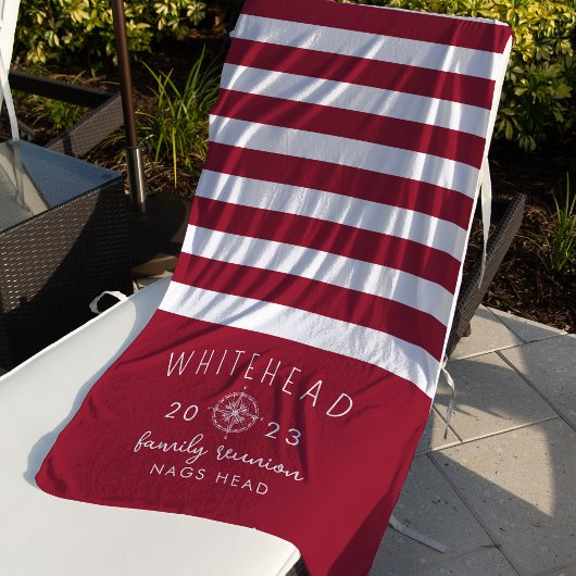Nautisch Kompas Roos Streep Rood Monogram Strandlaken
