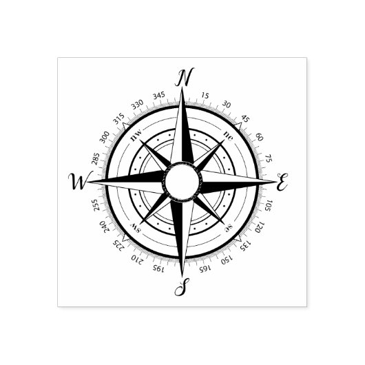 Nautisch kompas, scheepskompas, Zeekompas Rubberstempel (Afrduk)